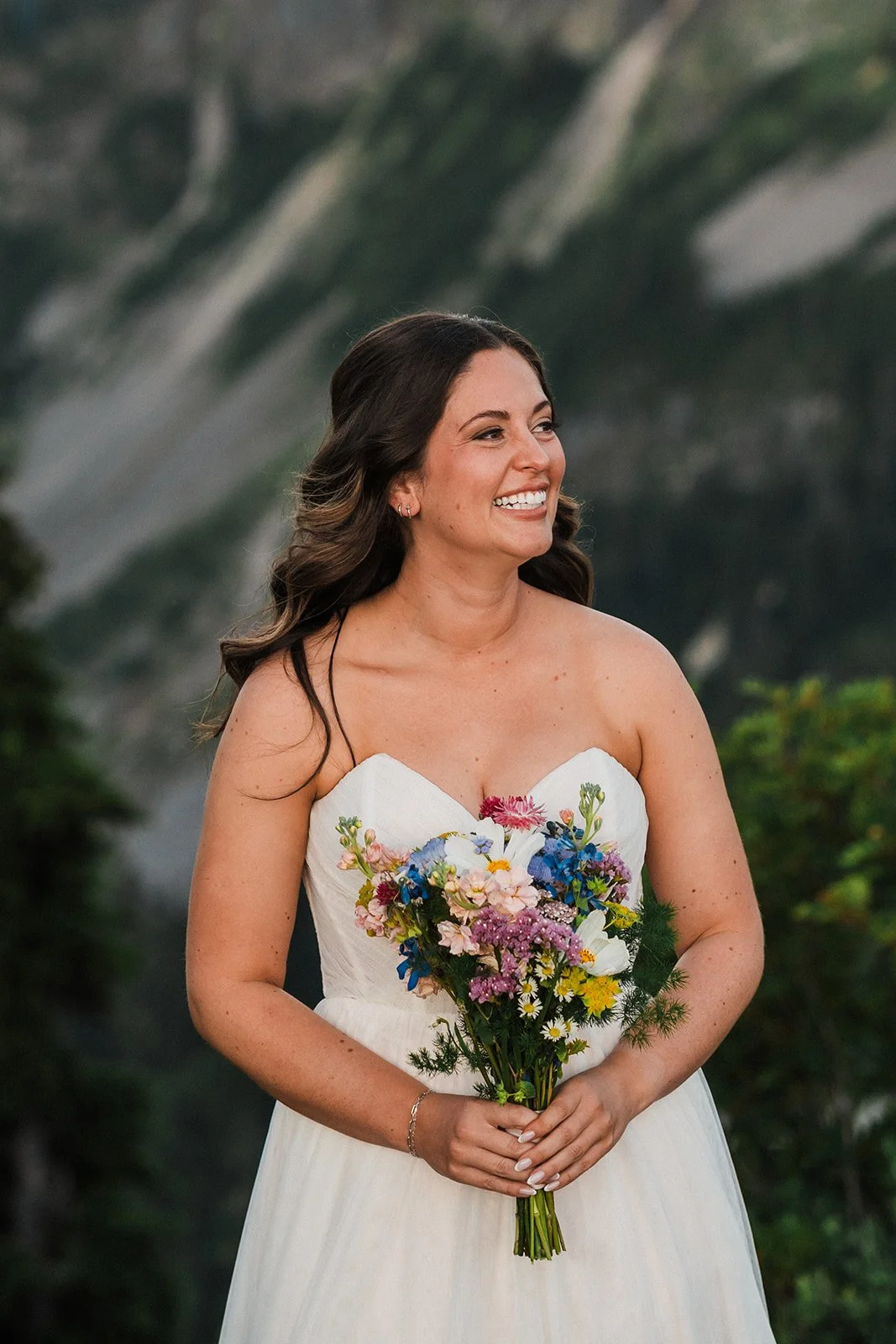 by Between the Pines - Lynden Washington bride wearing soft bridal hair and natural makeup