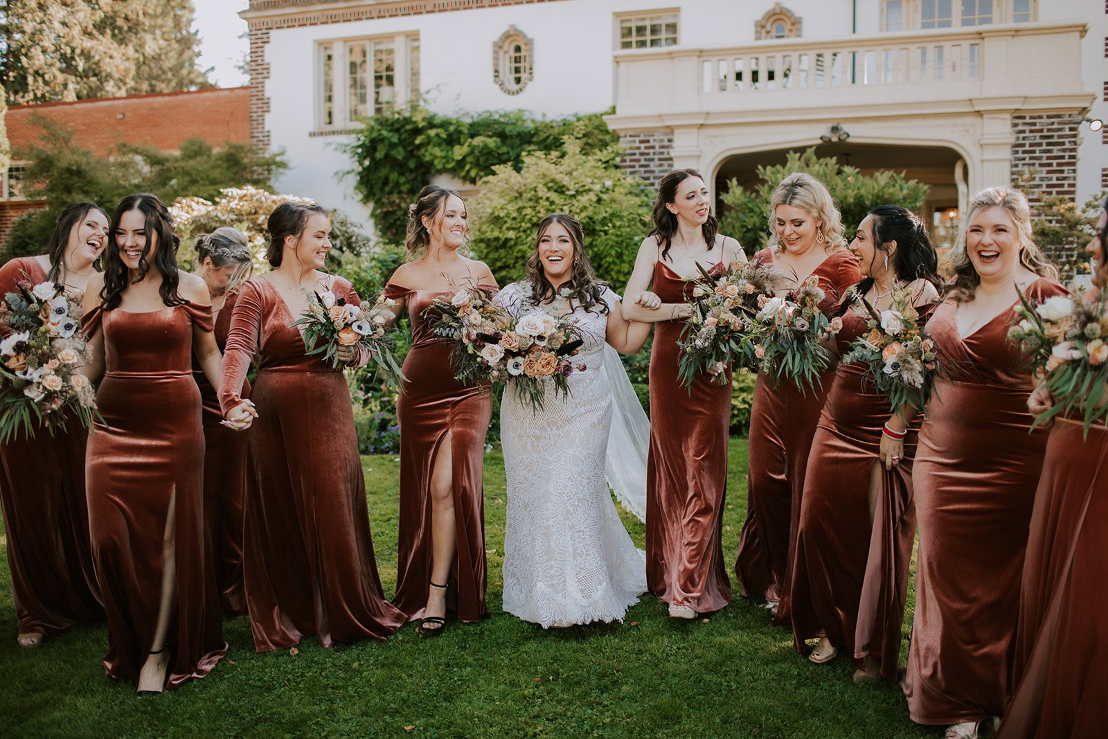 by Meraki Photography NW - Bridal party wearing elevated bridal hair and natural airbrush makeup in Northwest Washington