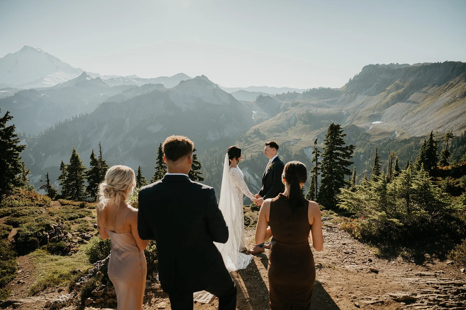 by Taylor Denton - Bride wearing soft wedding hair and airbrush makeup during a Mt. Baker elopement