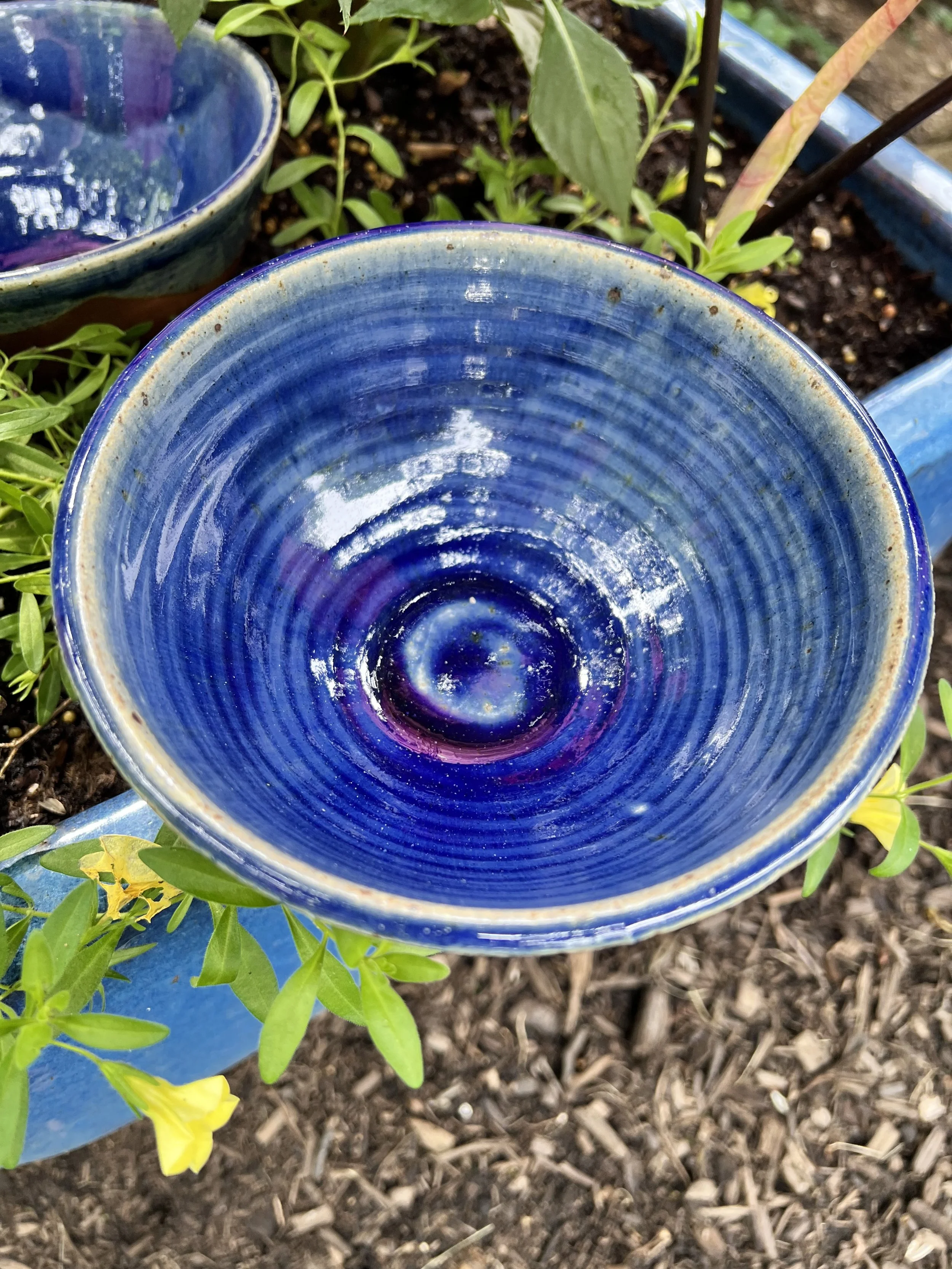 Artisanal Blue Wood-Fired Serving Bowls