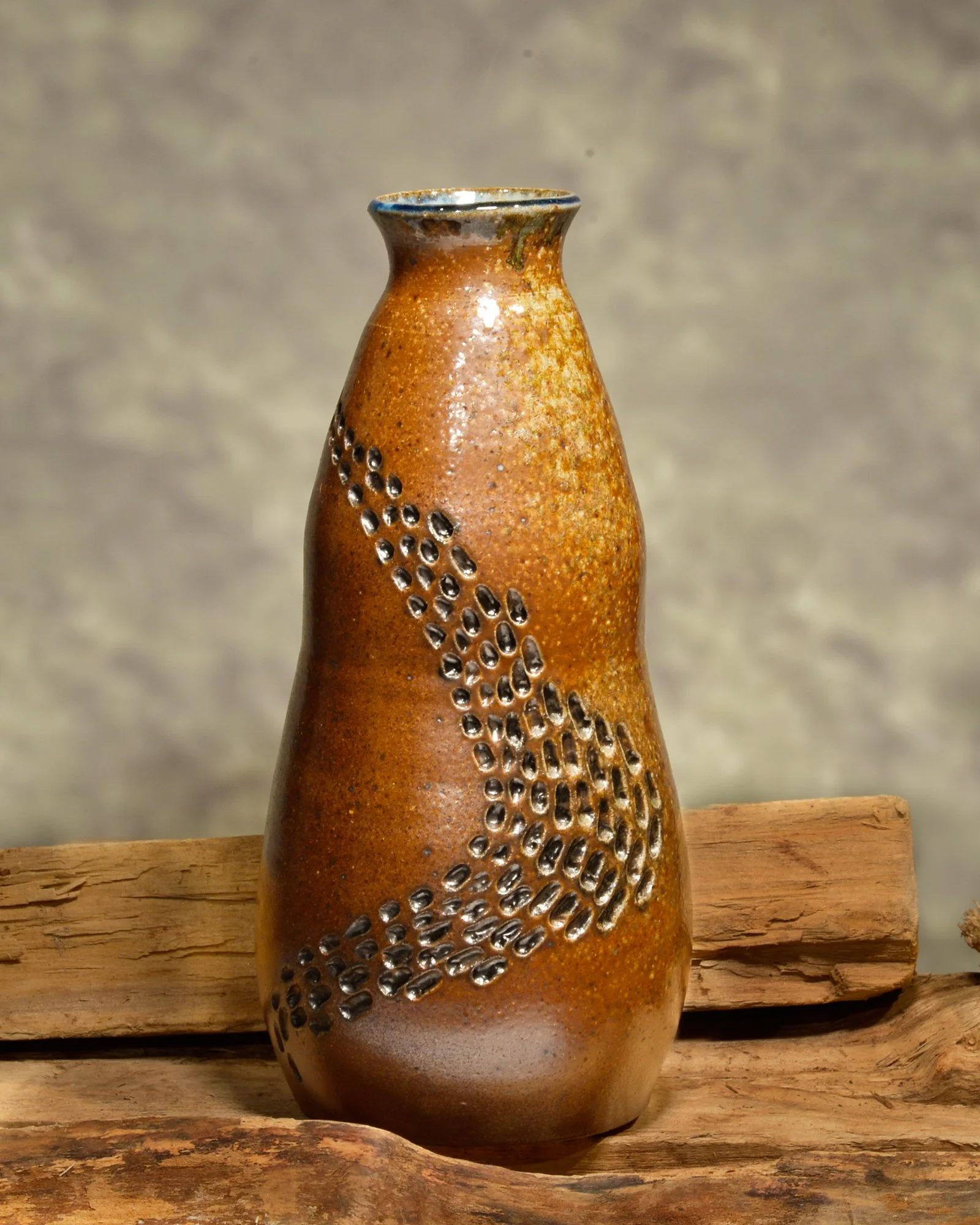 Wood-Fired Cobalt Adorned Vase