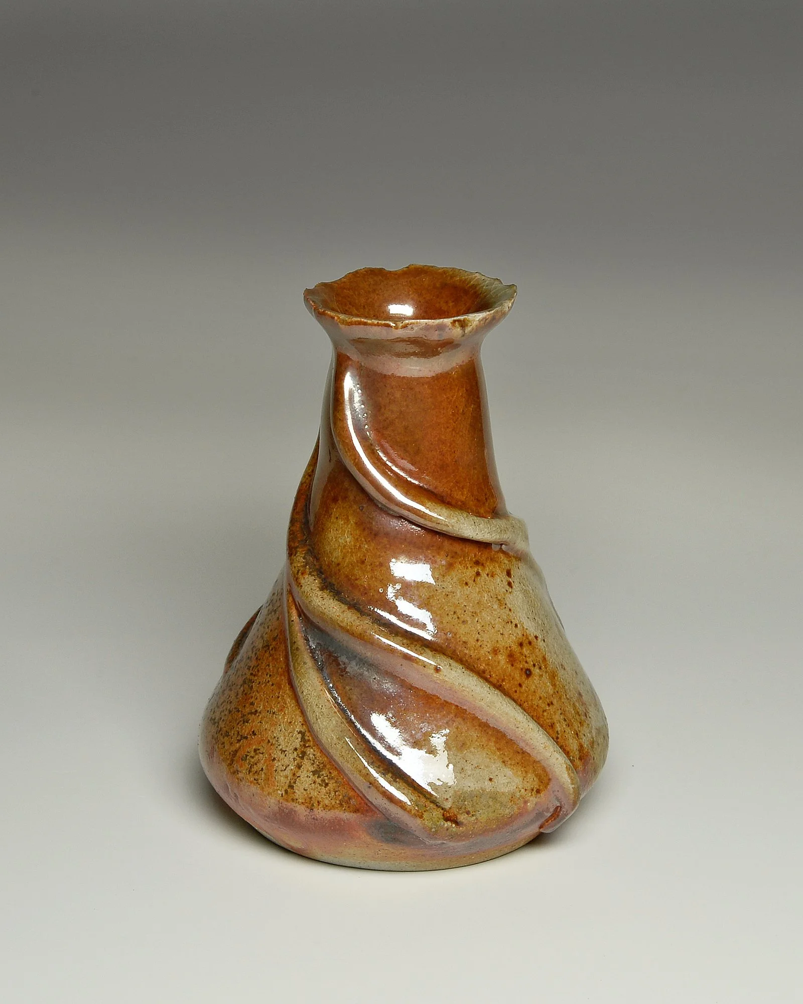 Exquisite Wood-Fired Vase with Root Embellishments