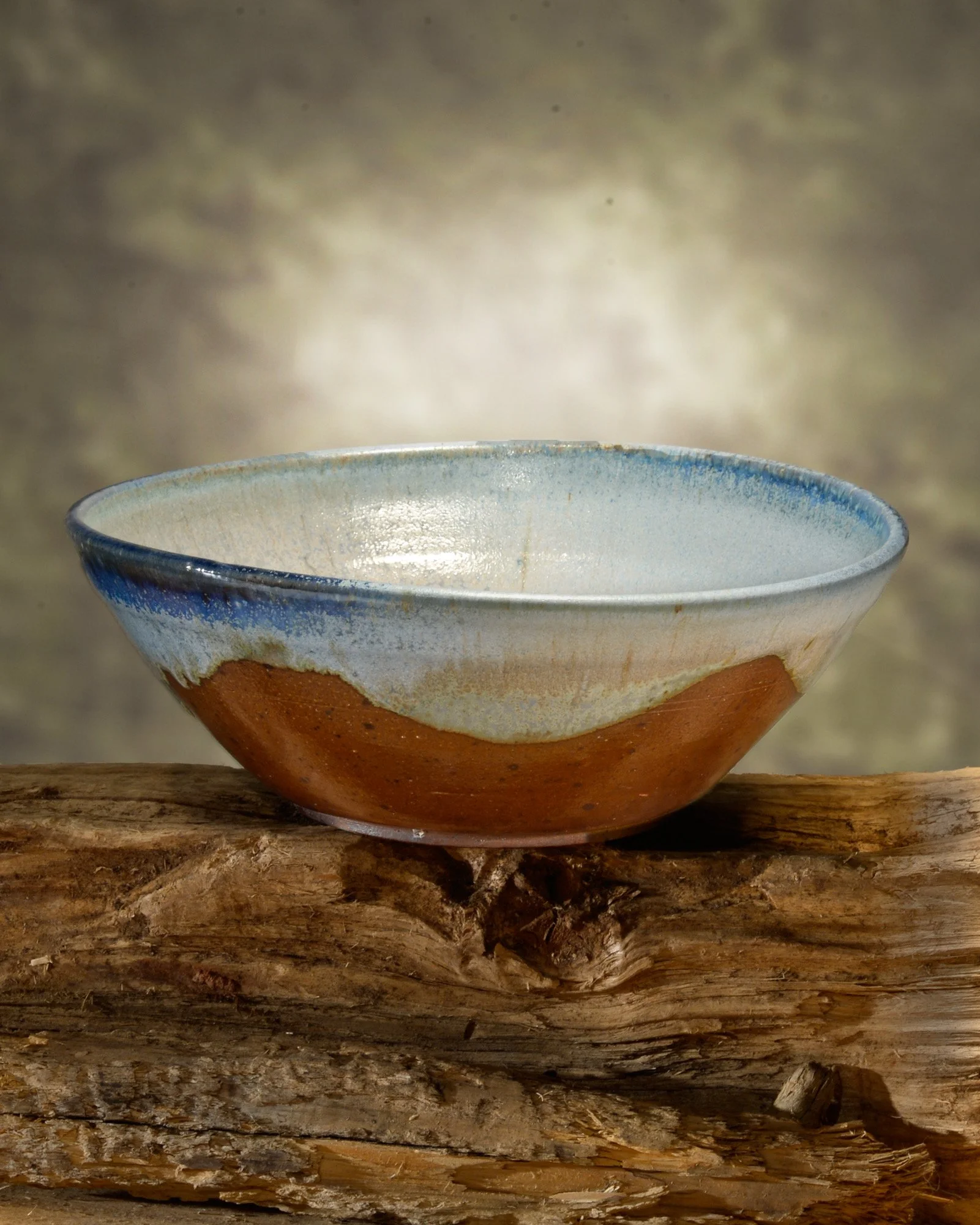 Handcrafted Wood-Fired Blue Rim Bowl