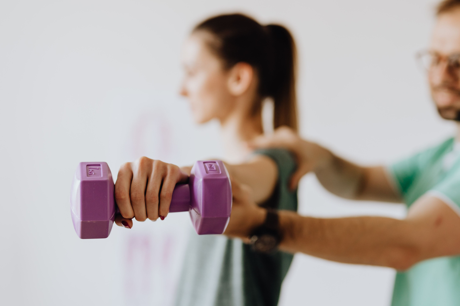 Patient performing a guided therapeutic exercise during physical therapy