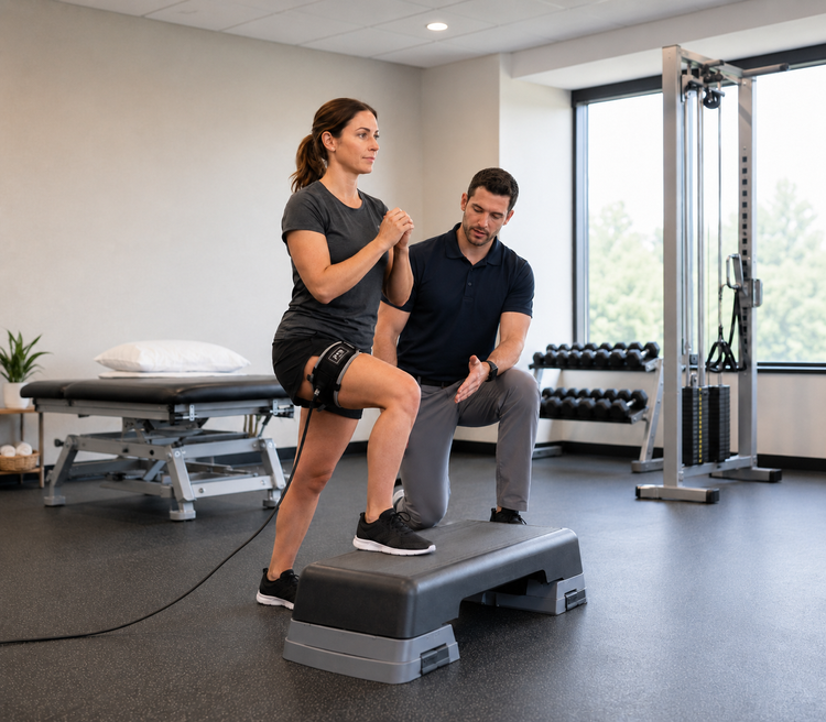 Blood flow restriction training supervised by a physical therapist