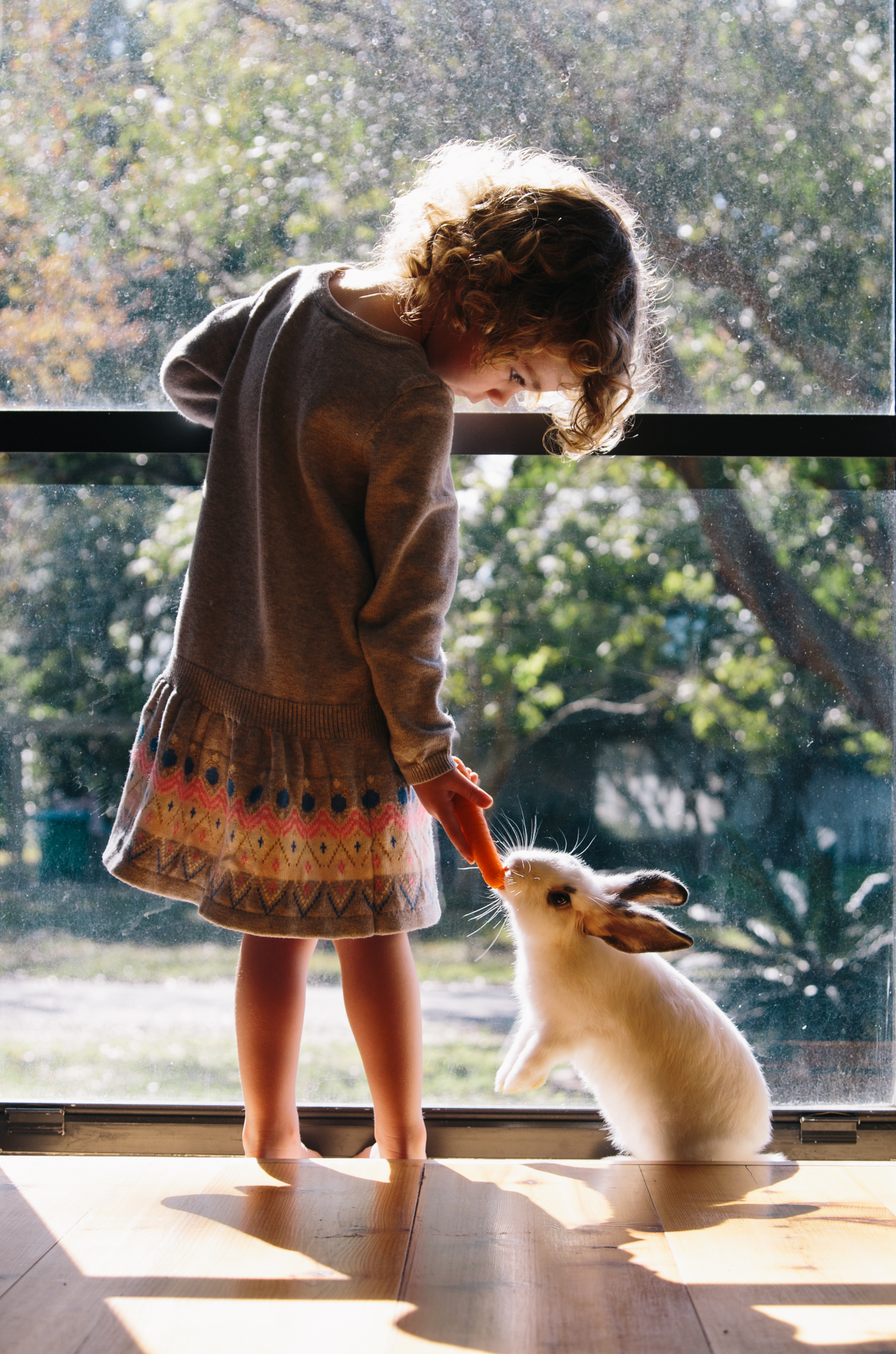 Little girl and bunny