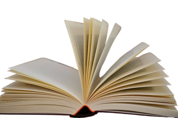 An open book with pages fanned out against a colorful background.