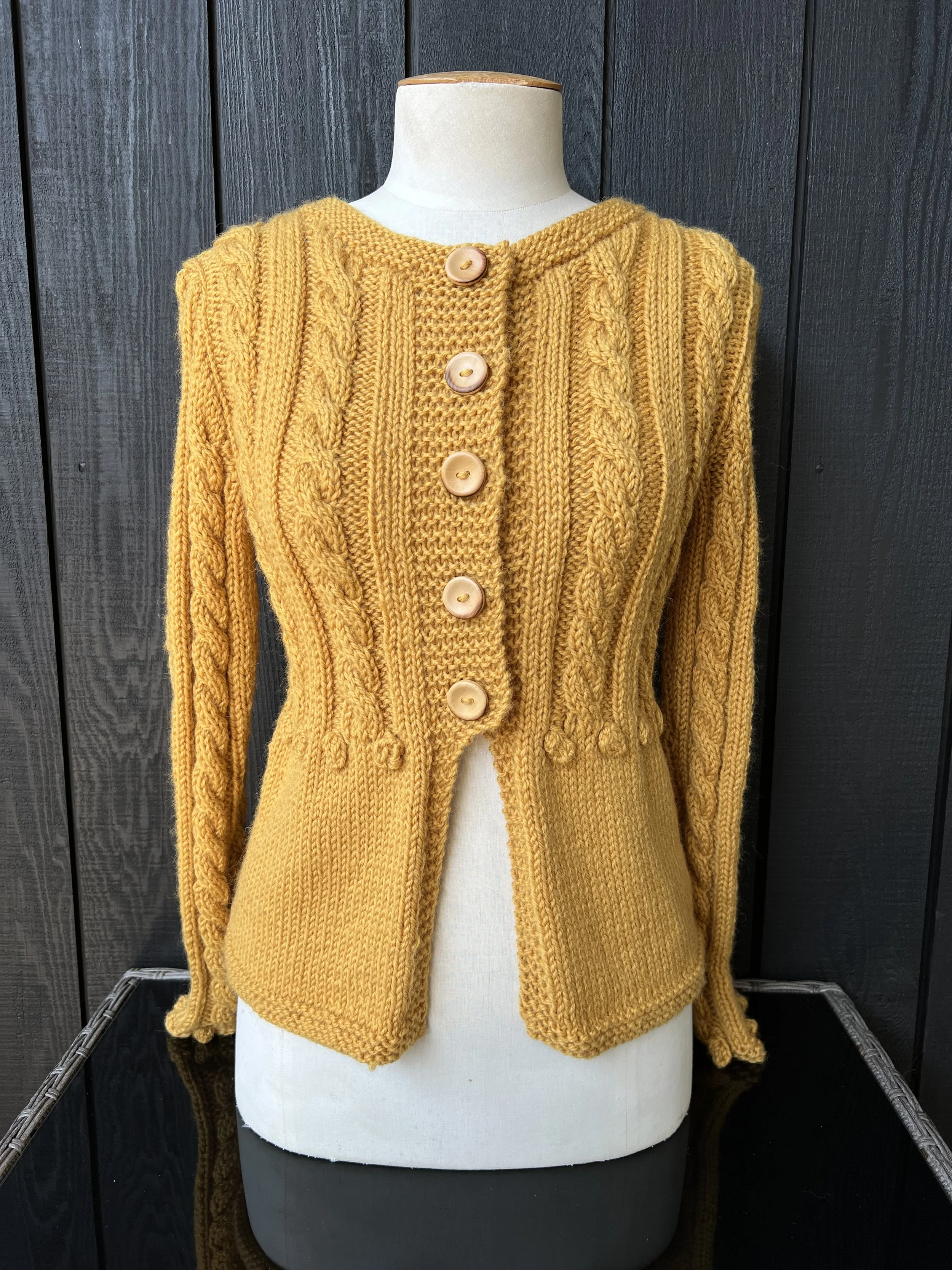 Peplum Cardigan - Mustard
