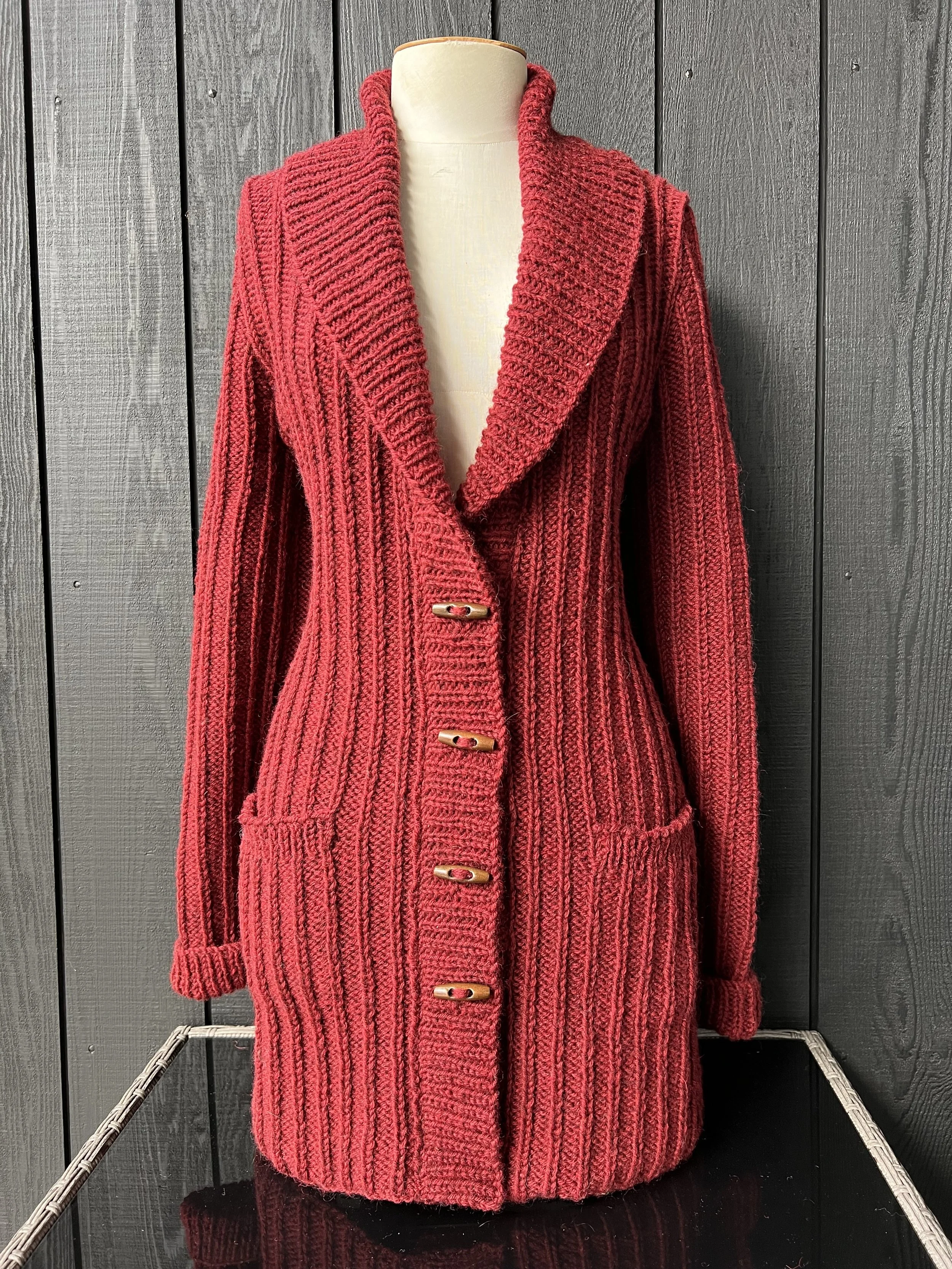 Double Rib Cardigan - Foxy Red