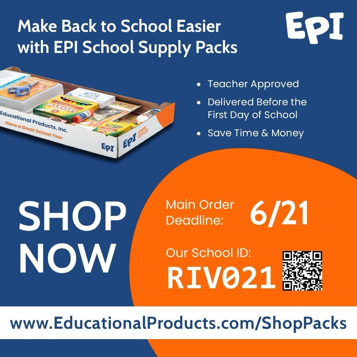 📚✏️ Skip the School Supply Shopping This Summer! ✏️📚

River Grove families, we&rsquo;ve partnered with EPI School Supplies to make back-to-school shopping easy! Order a teacher-approved school supply pack online, and it will be delivered directly t