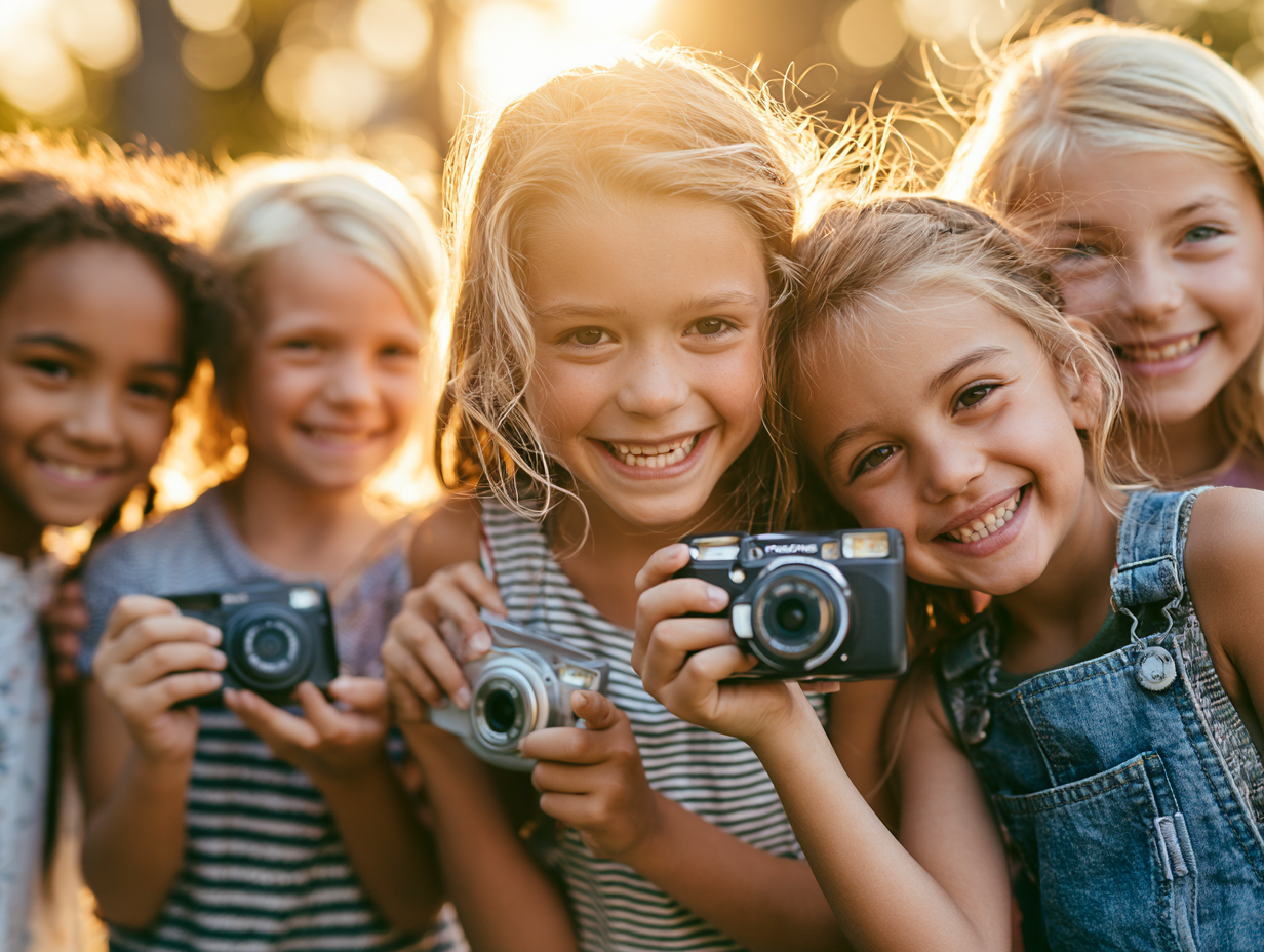 LLE - Group of girls having fun with photography