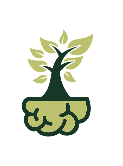 A logo combining a stylized brain and a tree, with the brain forming the base and the tree growing from it.