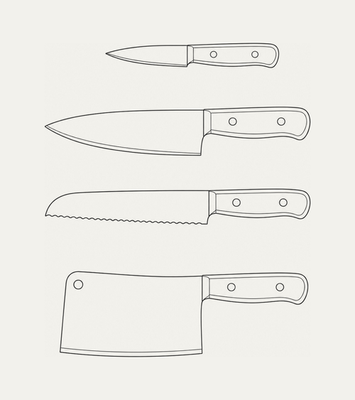 Chef's knife on the bench