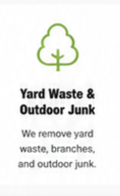 Logo of a tree with the text 'Yard Waste & Outdoor Junk' and a description 'We remove yard waste, branches, and outdoor junk.'