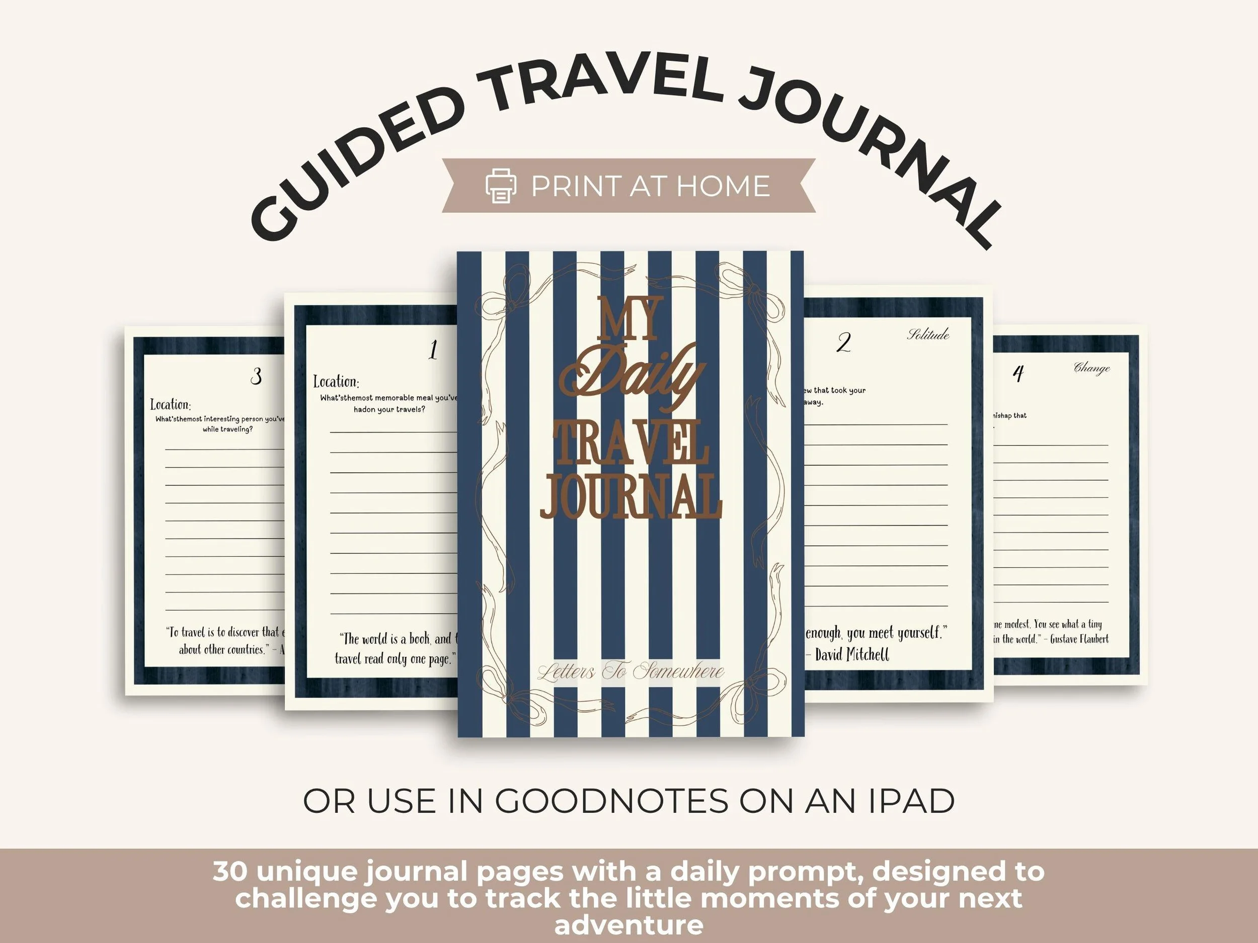 30-Day Guided Travel Journal | Digital Prompts for iPad (Digital Download)