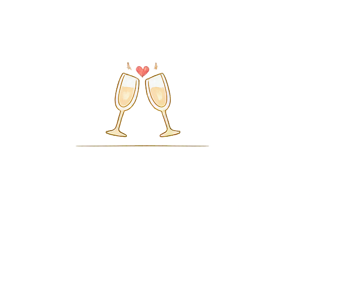Two champagne glasses clinking with a heart and candles above, set on a table for a romantic celebration.