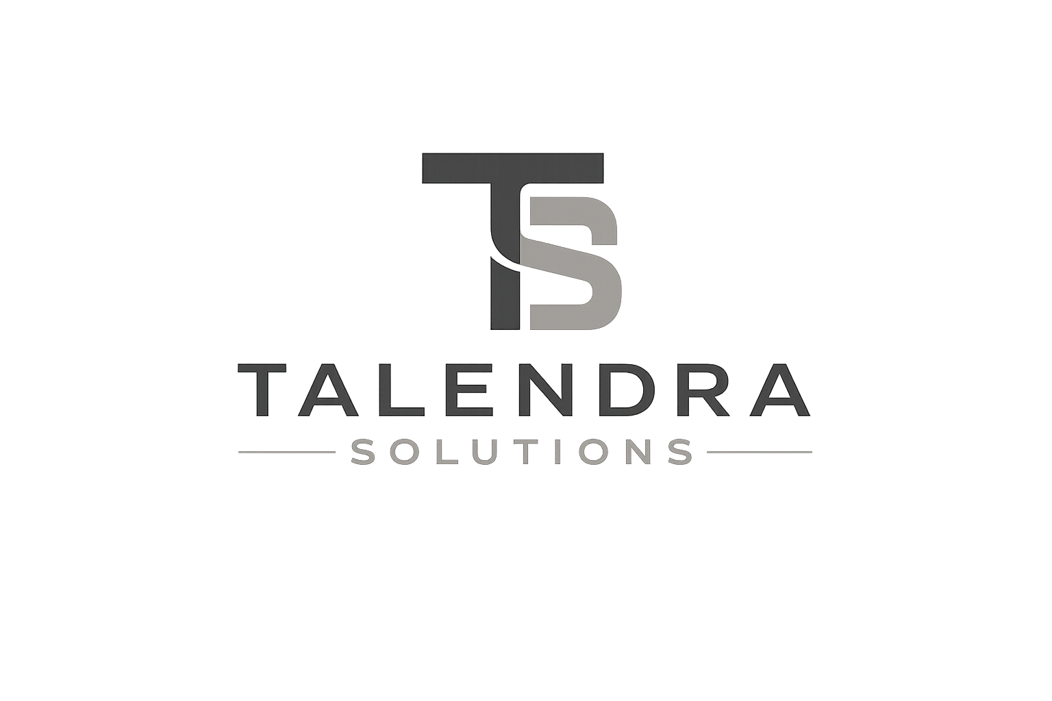 Digital logo for Talendra Solutions with stylized 'T' and 'S' in gray and black, set against a background with colorful digital streaks.