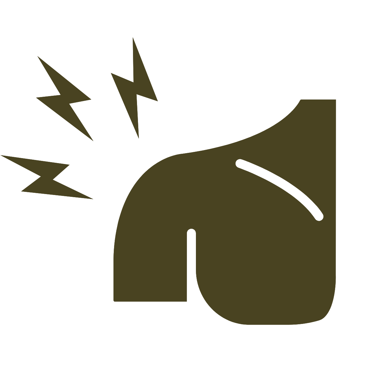Graphic of a human head with lightning bolts coming out of it, indicating pain or headache.