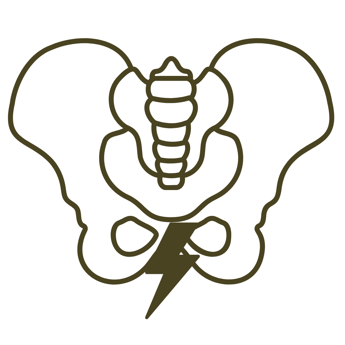 Outline drawing of a butterfly with a lightning bolt at the bottom center.