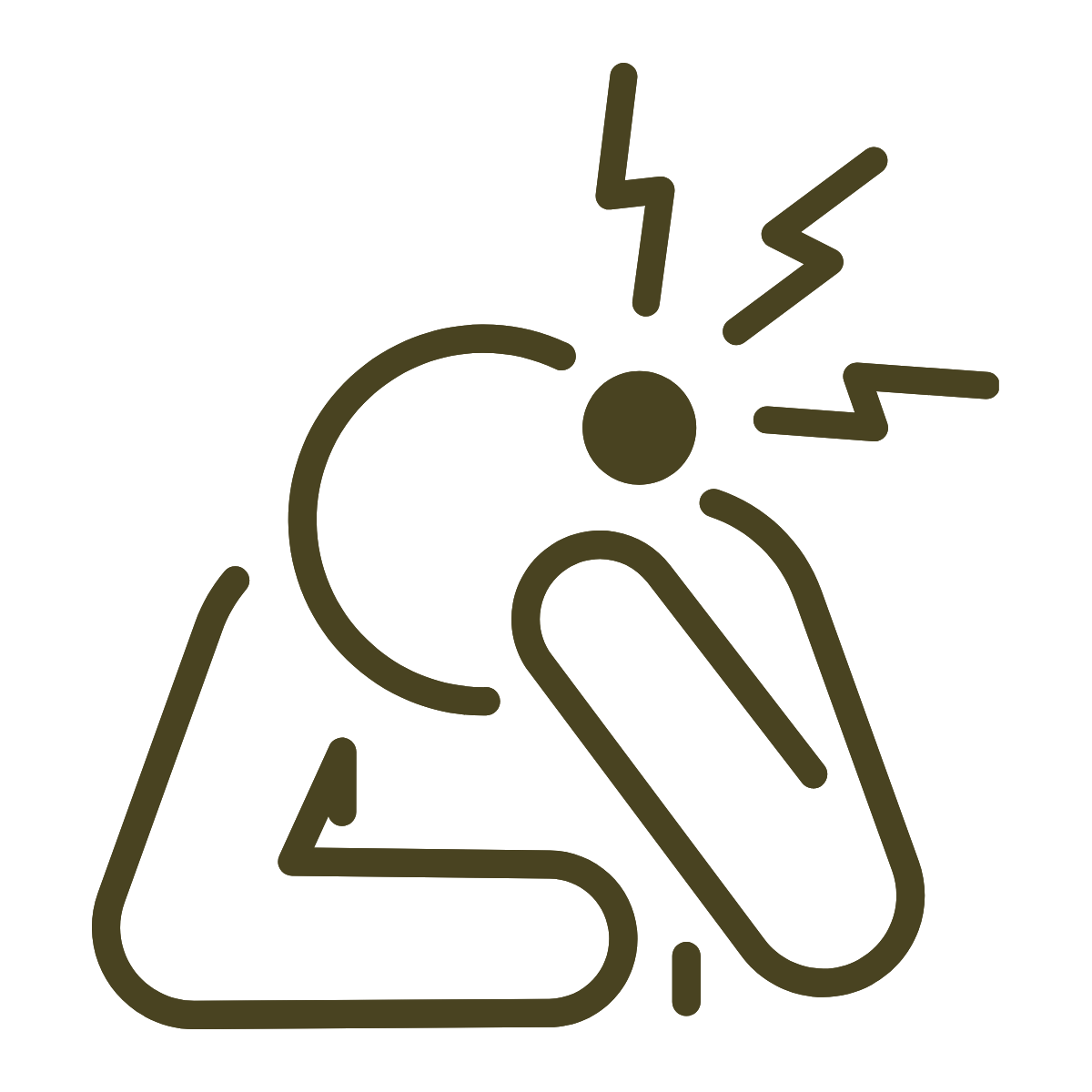 Illustration of a person holding their head with three lightning bolts above indicating pain or headache.