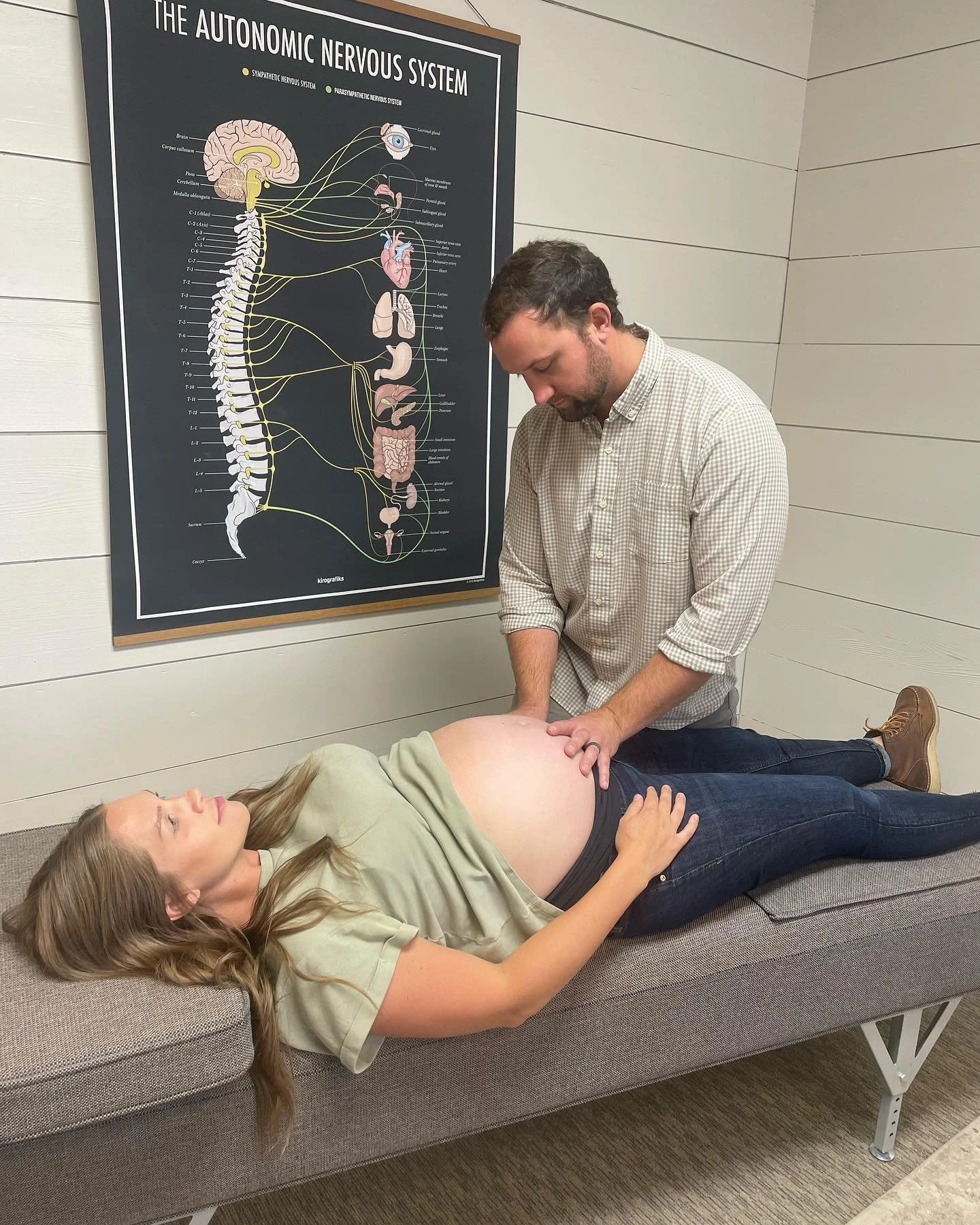 pregnant patients getting adjusted by doctor peter fennelly of whitefish montana