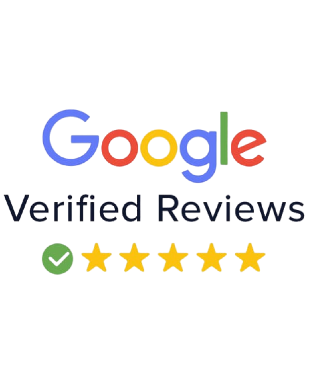 Google logo with review stars and a checkmark symbol