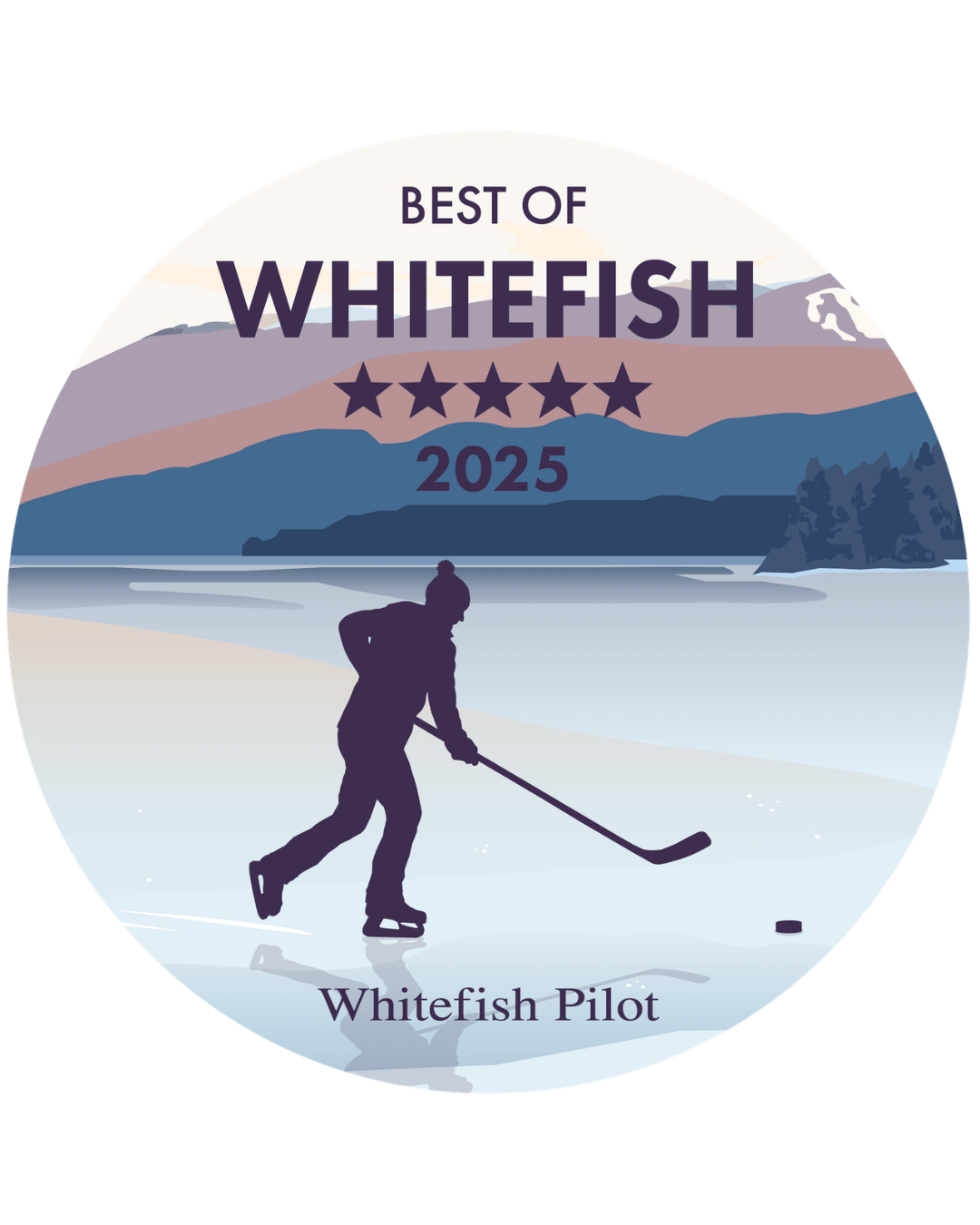 Graphic overlaid with text 'Best of Whitefish 2025' and five stars, with smaller text 'Whitefish Pilot' at the bottom. The award is recognizing Two Sparrows Family Chiropractic in Whitefish, Montana as best chiropractor.