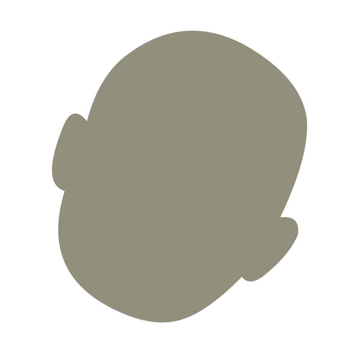 Silhouette of a child's head facing left, in dark olive green color.