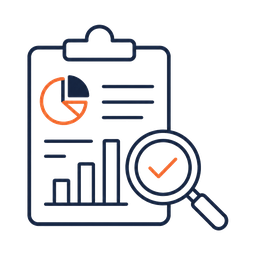 Diagramm und Analysen mit Lupensymbol auf einem Bericht