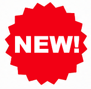 Red badge with jagged edges and white text that says 'NEW!'
