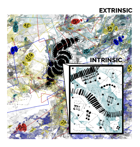 Illustration showing intrinsic and extrinsic sources of randomness