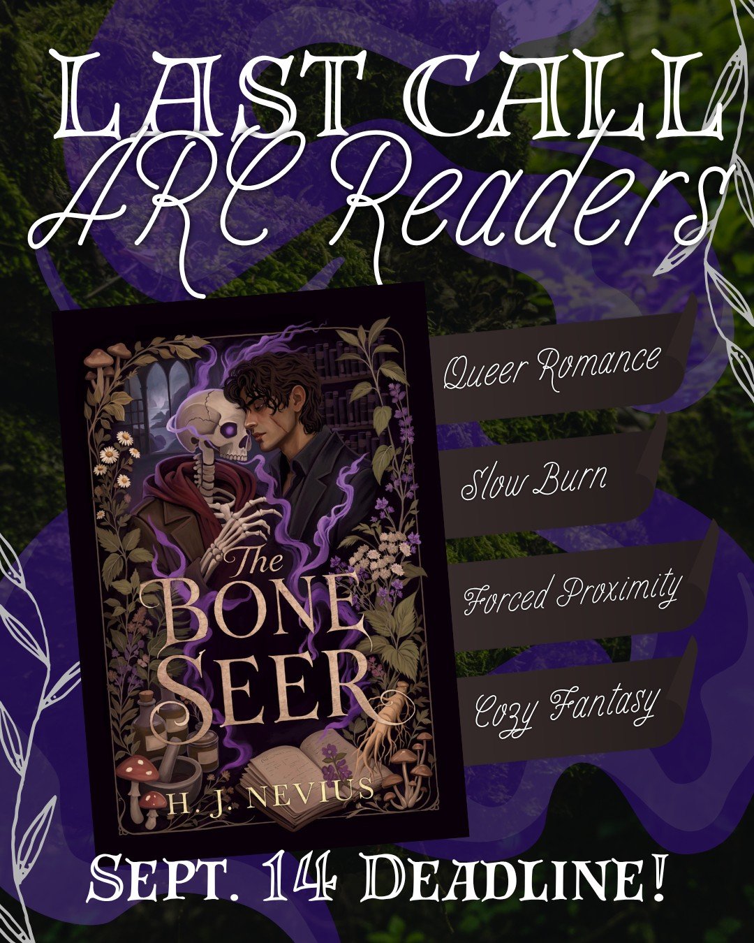 💀 ARC Readers Needed! 💀

We have a week of ARC applications left! If you want a copy of The Bone Seer before anyone else, apply to be a part of my ARC team!

Plus, if you're chosen to be a part of my ARC team, you'll get a coupon that goes towards 