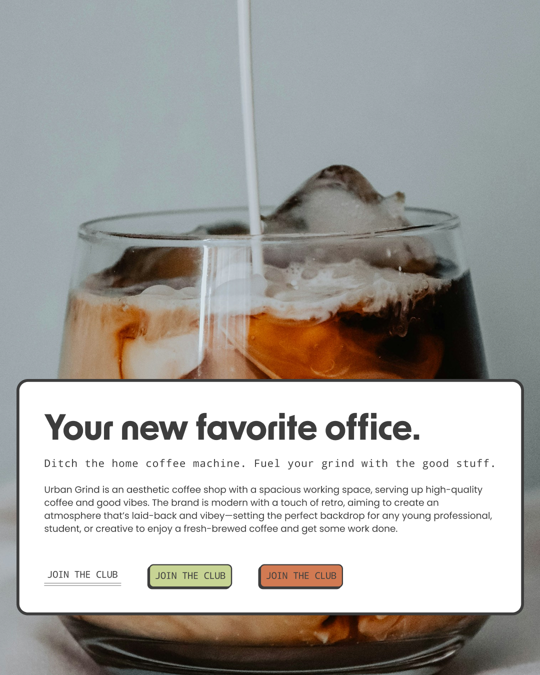 A Retro typography sample over an image of coffee.