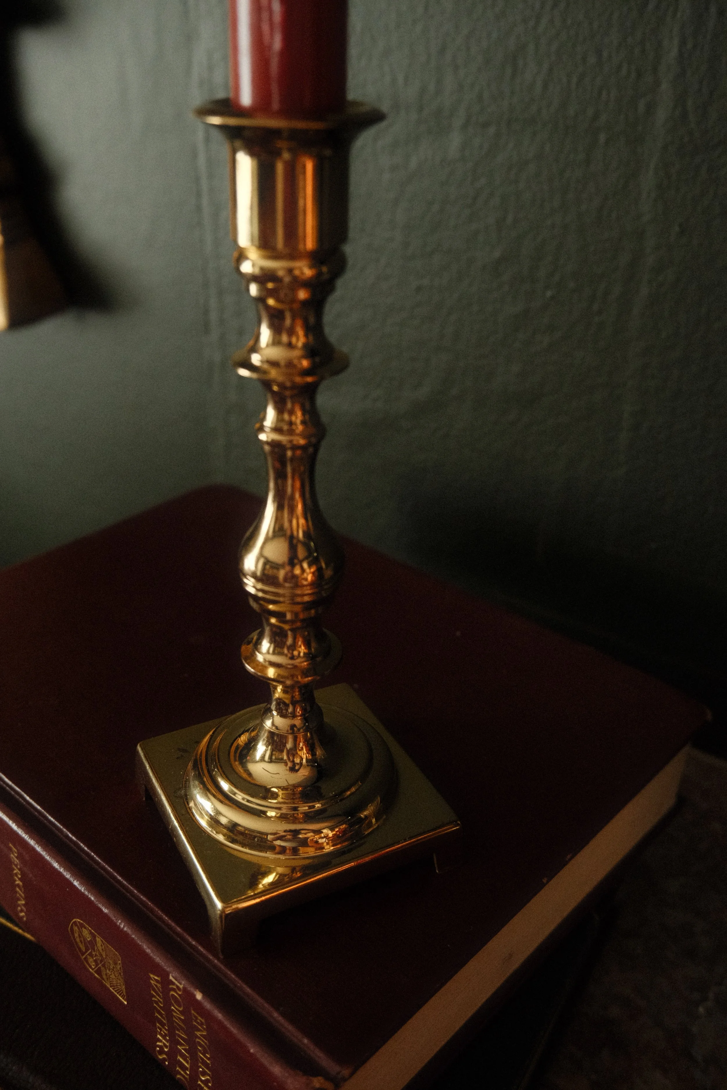 Vintage Brass Square-Base Candlestick