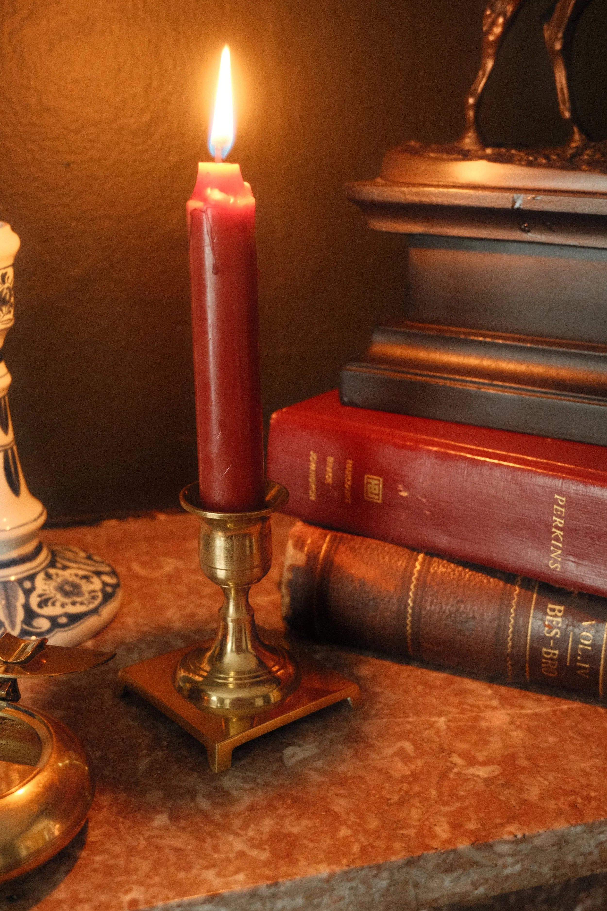 Vintage Brass Square-Base Candlestick