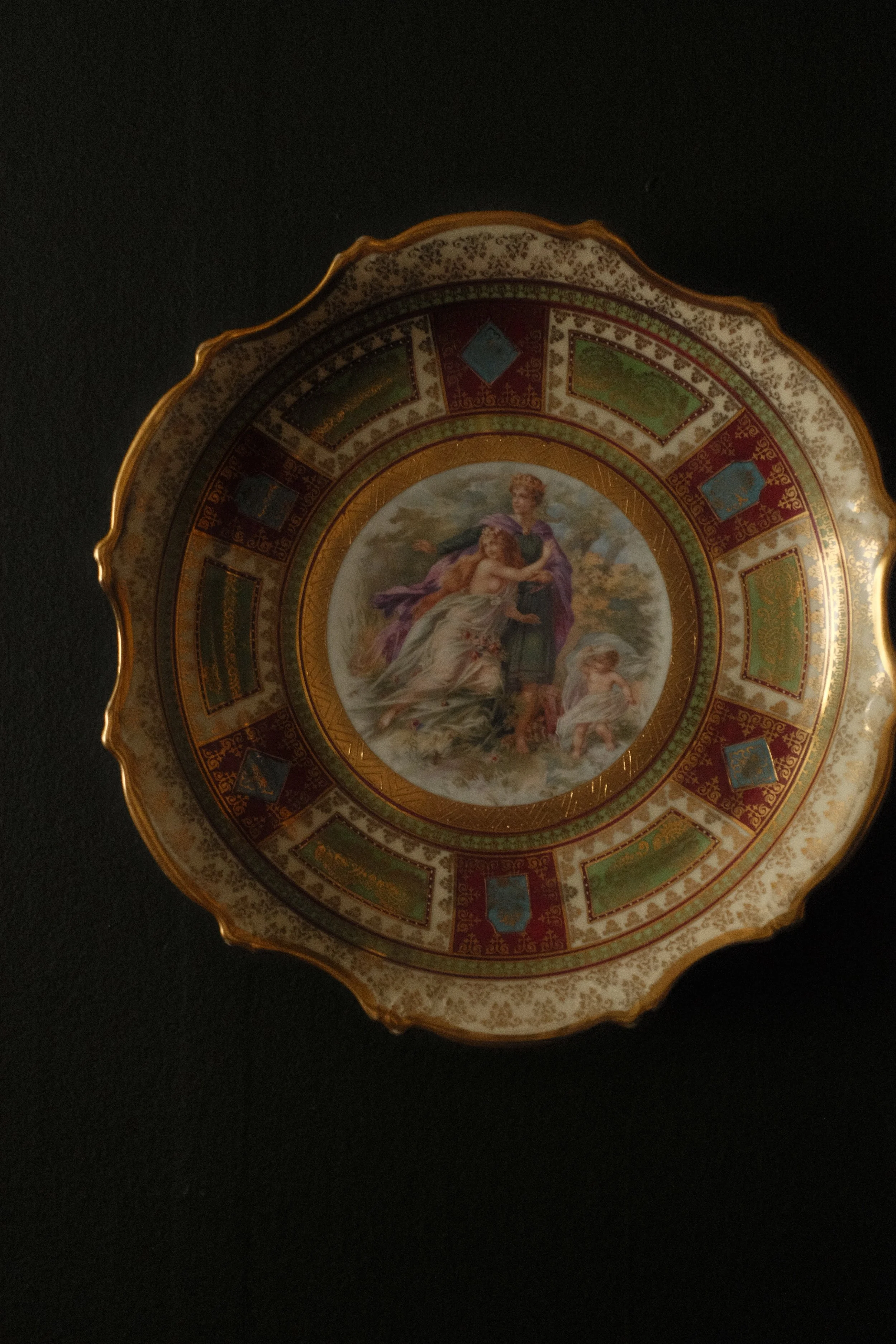 Antique Royal Vienna–Style Gilt Porcelain Plate
