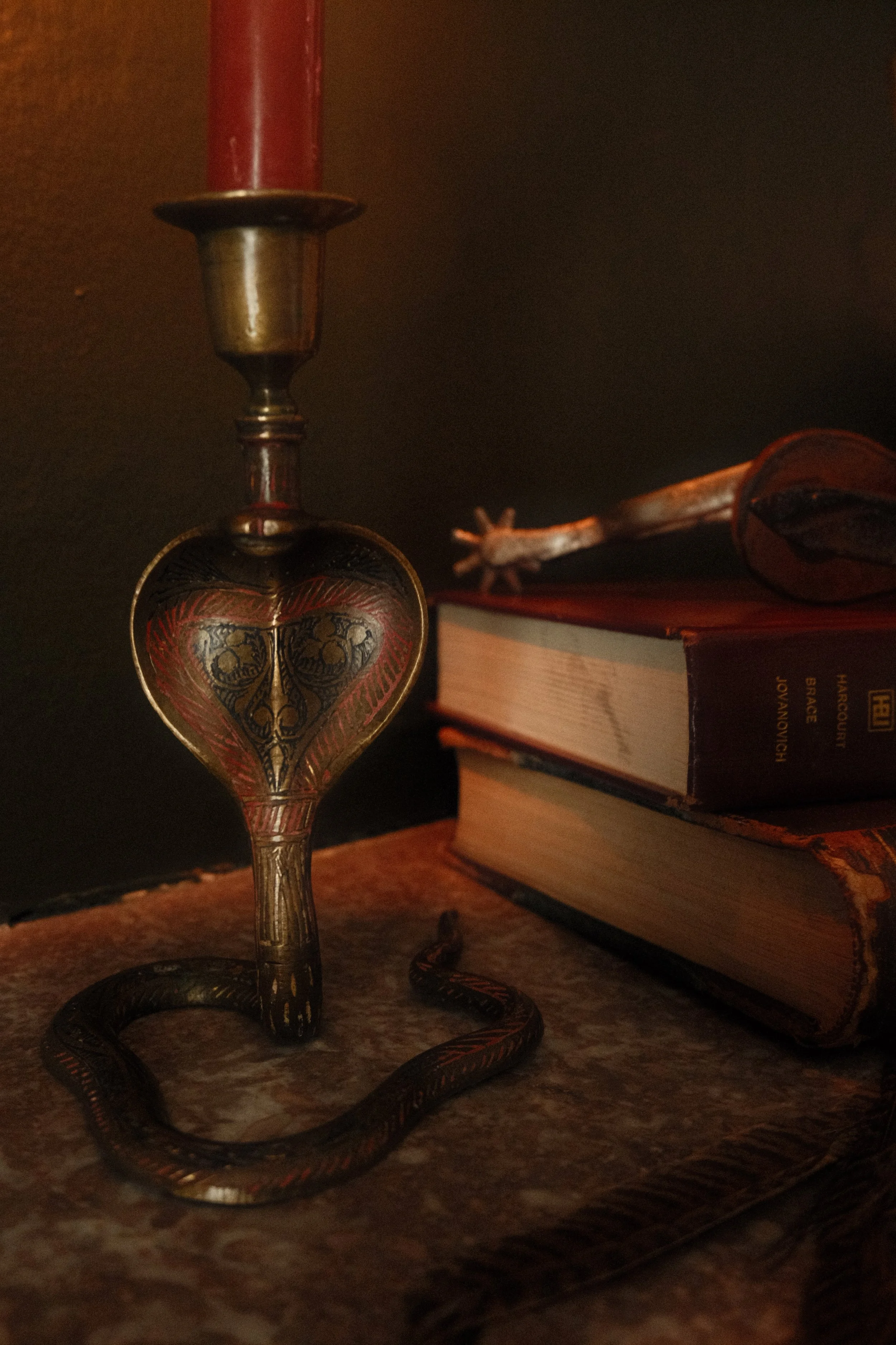 Vintage Indian Brass Cobra Candlestick