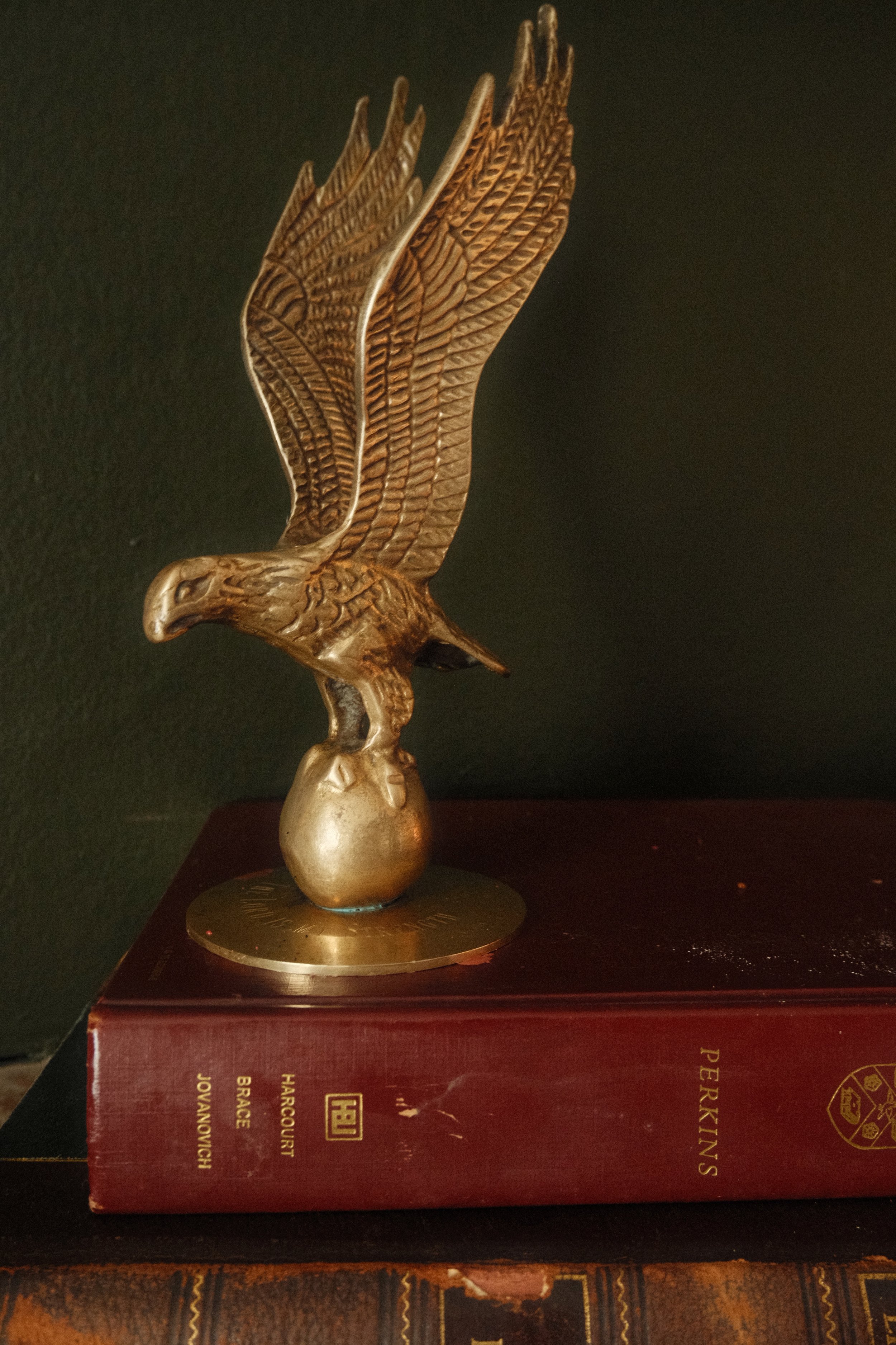 Vintage Brass Eagle on Globe Sculpture