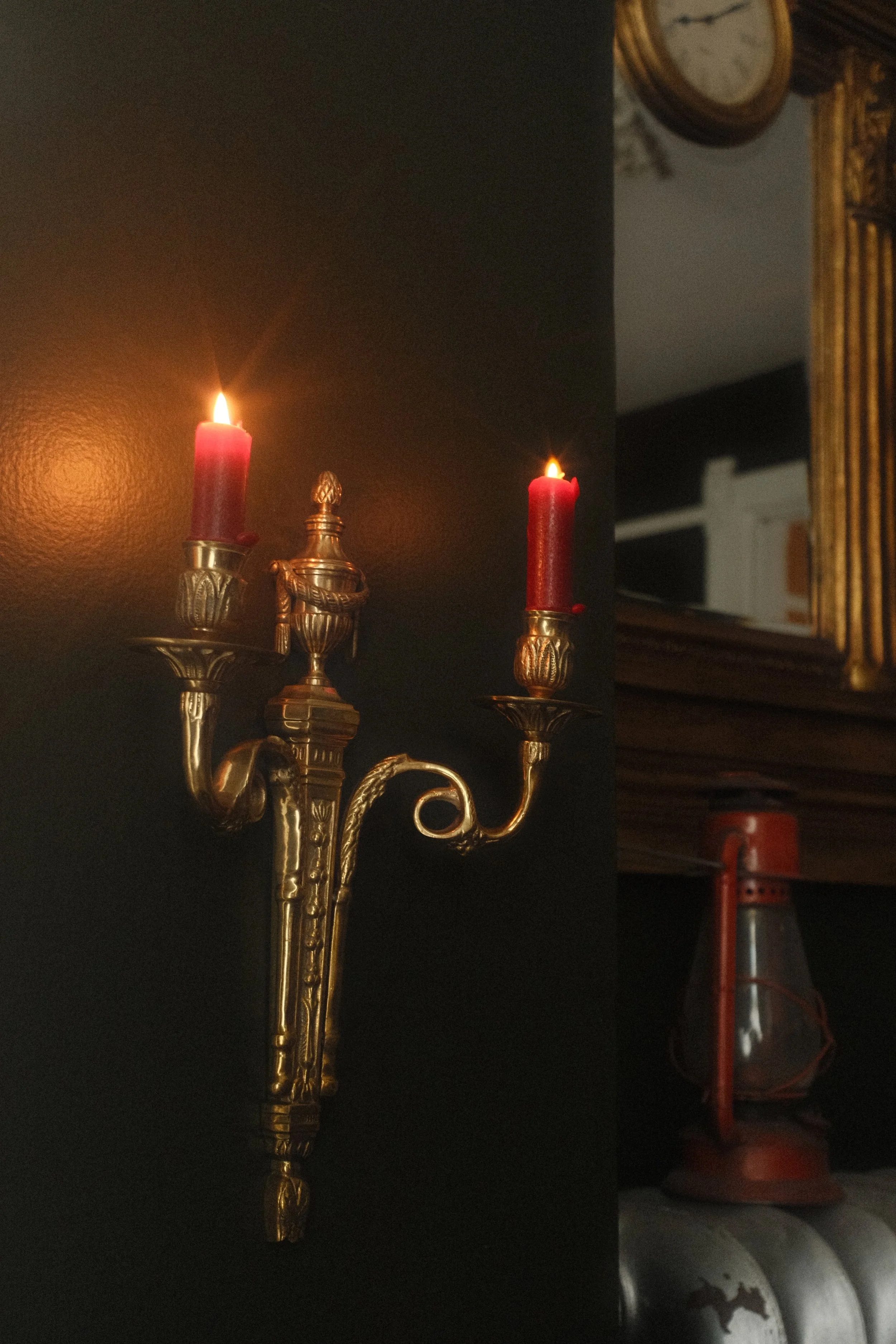 Vintage Cast Brass Louis XVI–Style Two-Arm Candle Wall Sconce