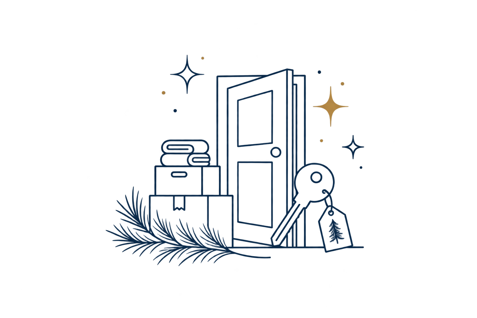A dark background with faint blue and yellow glowing outlines of stacked books, a telescope, and stars, creating a celestial or cosmic theme.