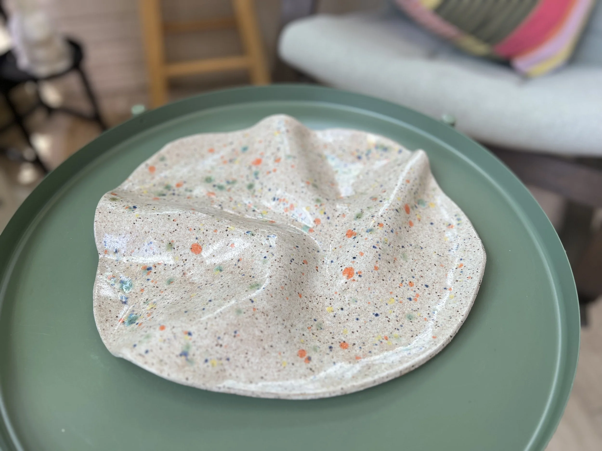 speckled cheese board plate