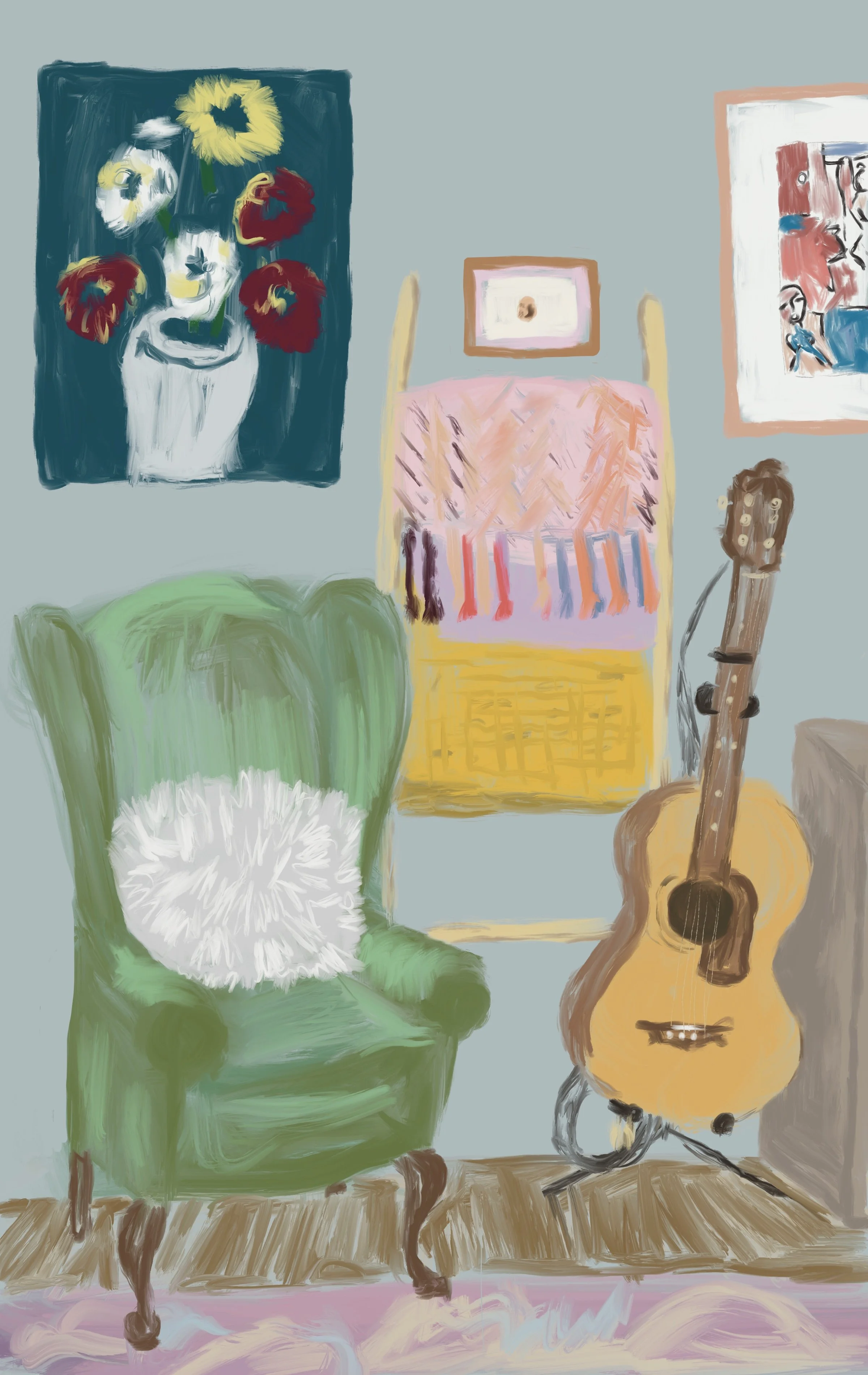 living room corner digital print