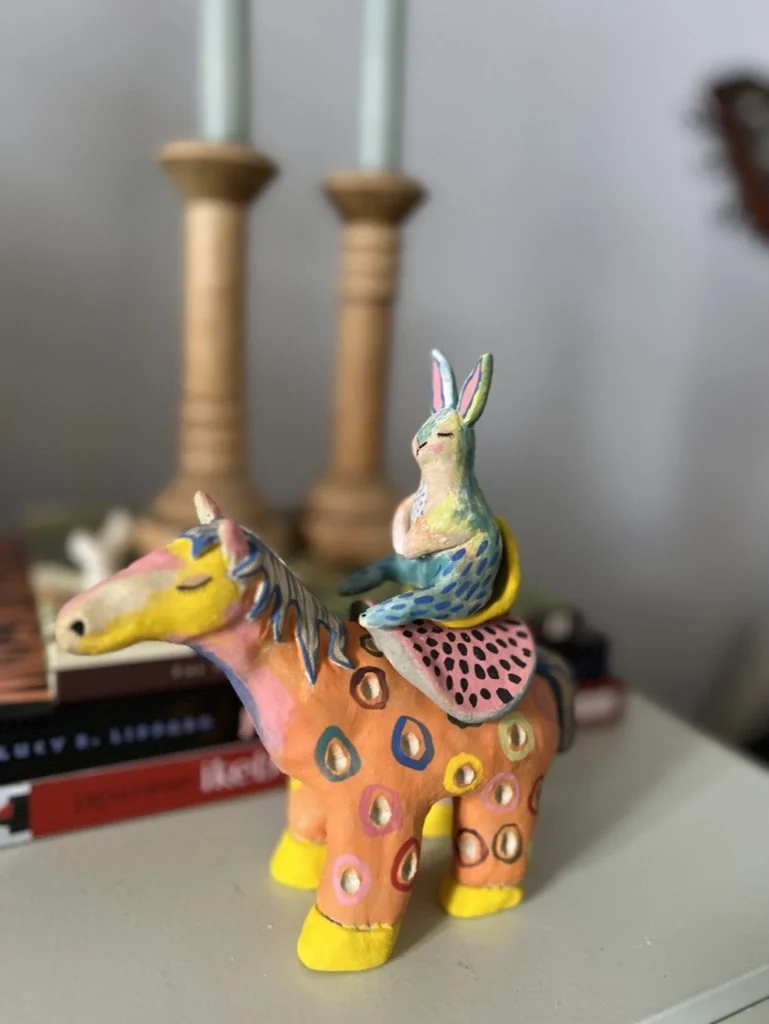 bunny on horse medium figure