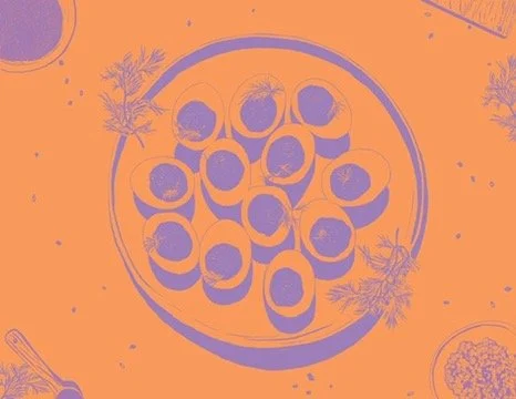 Plated series deviled eggs digital print