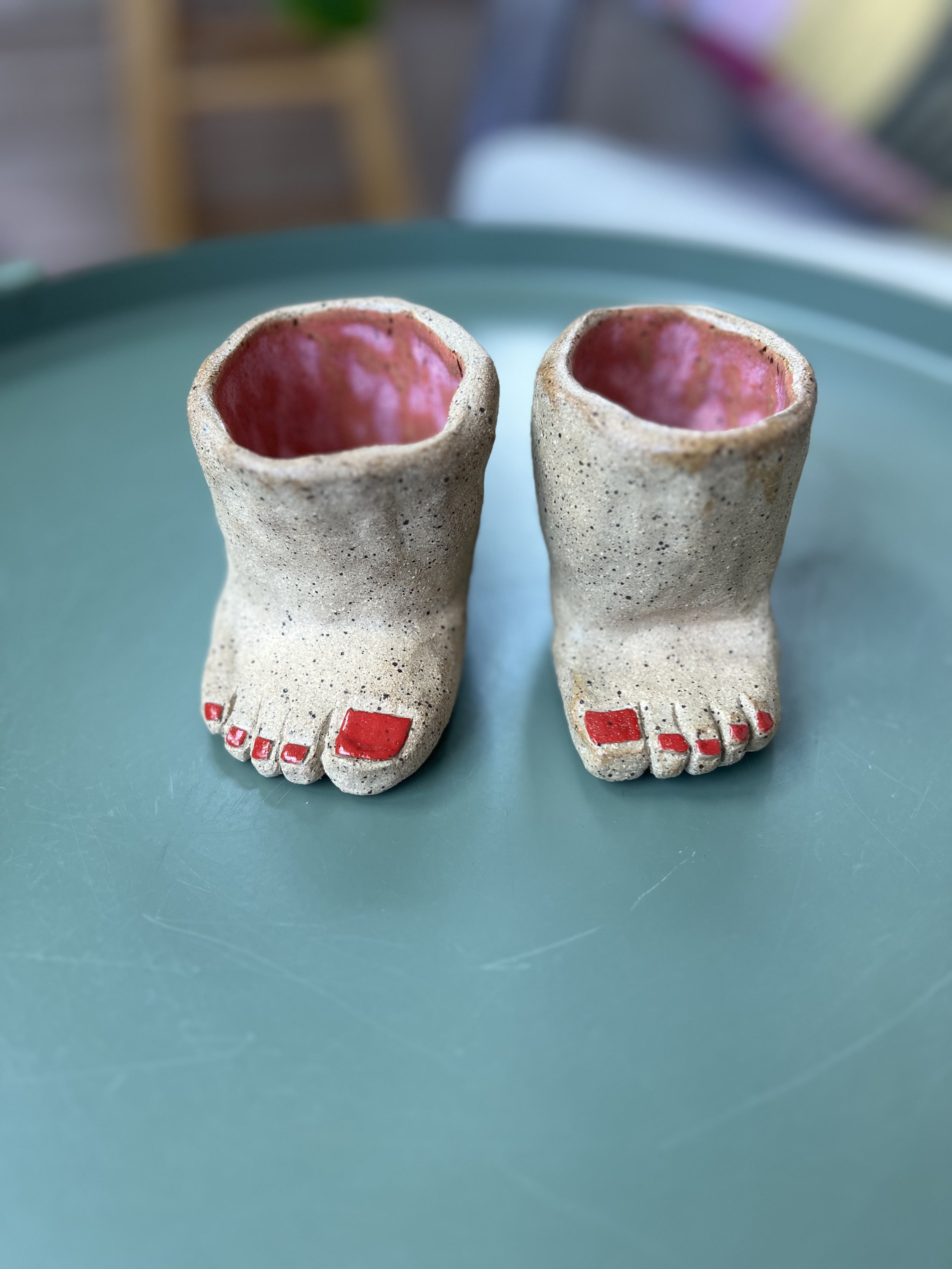 feet bud vase pair