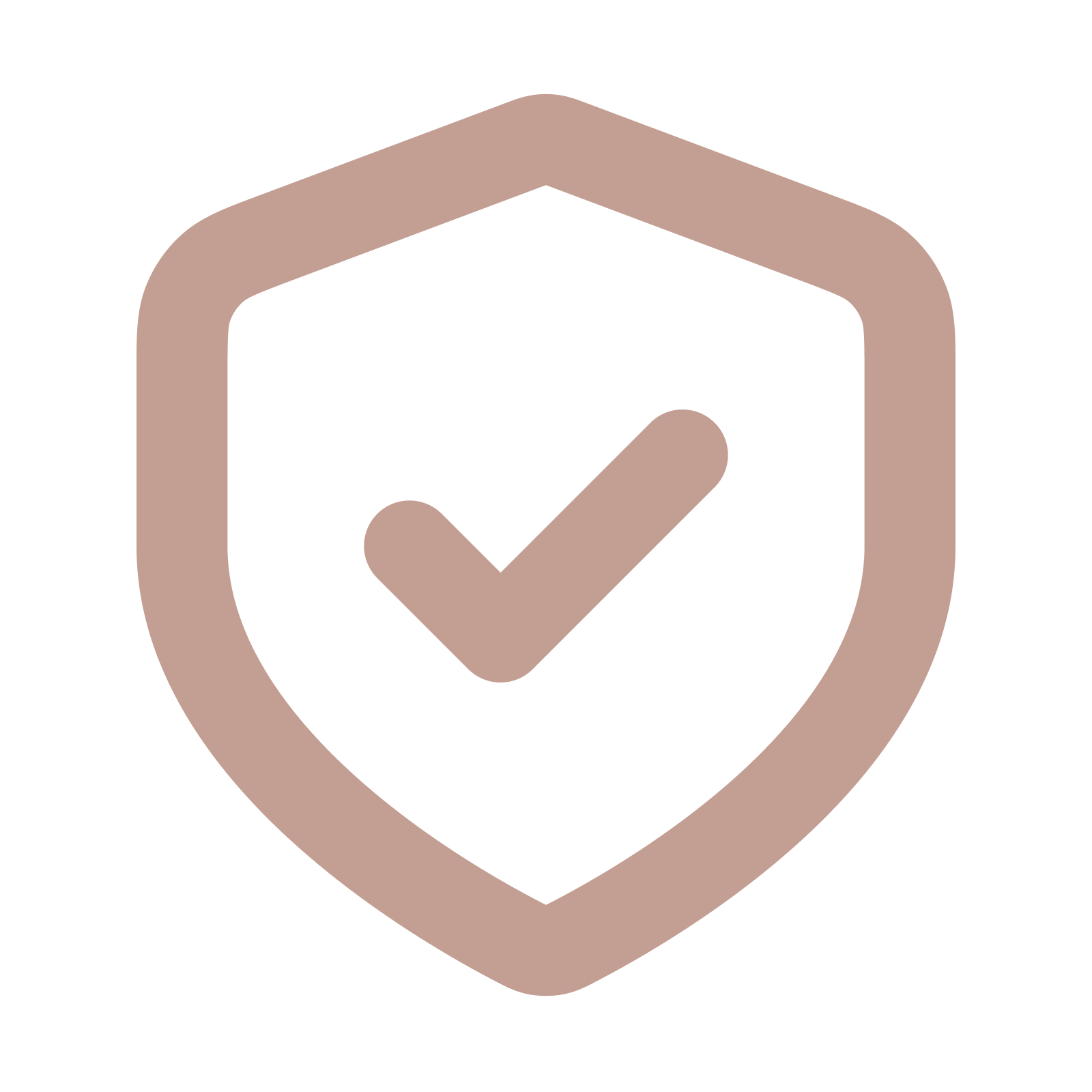 Icon of a checkmark inside a shield outline, symbolizing verification or security.
