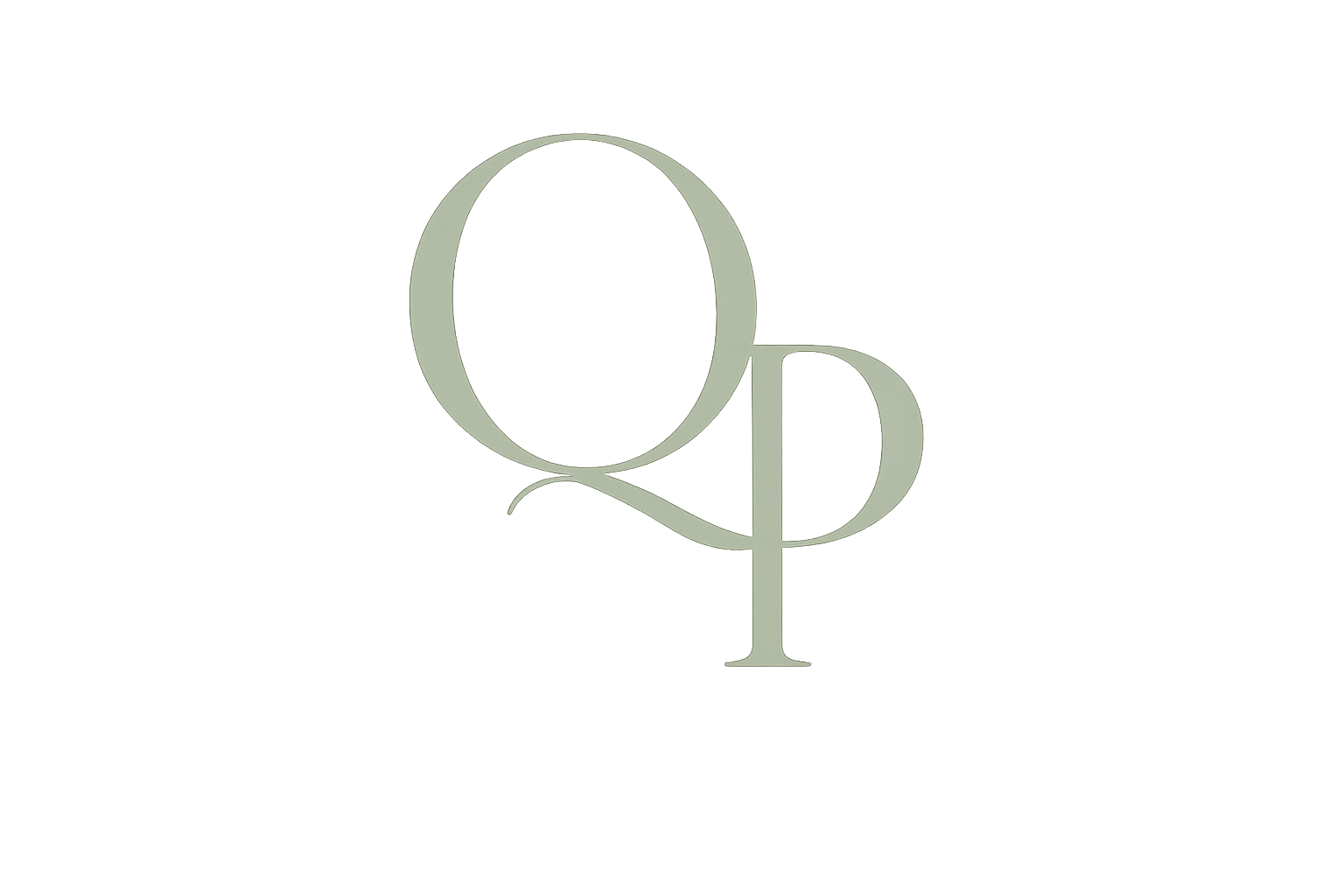 A large gray letter 'Q' with a smaller gray letter 'd' overlapping its lower right side, set against a black background.
