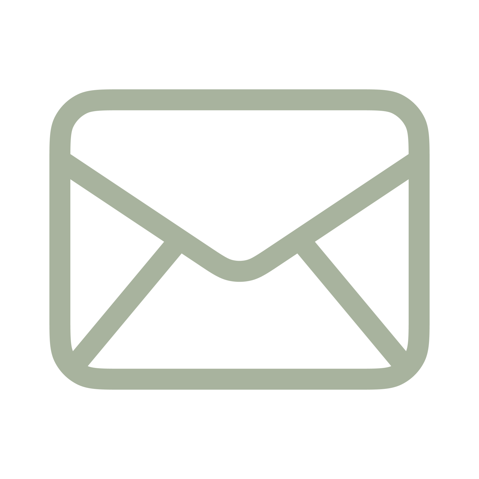 Outline of an envelope icon in light gray on a black background.