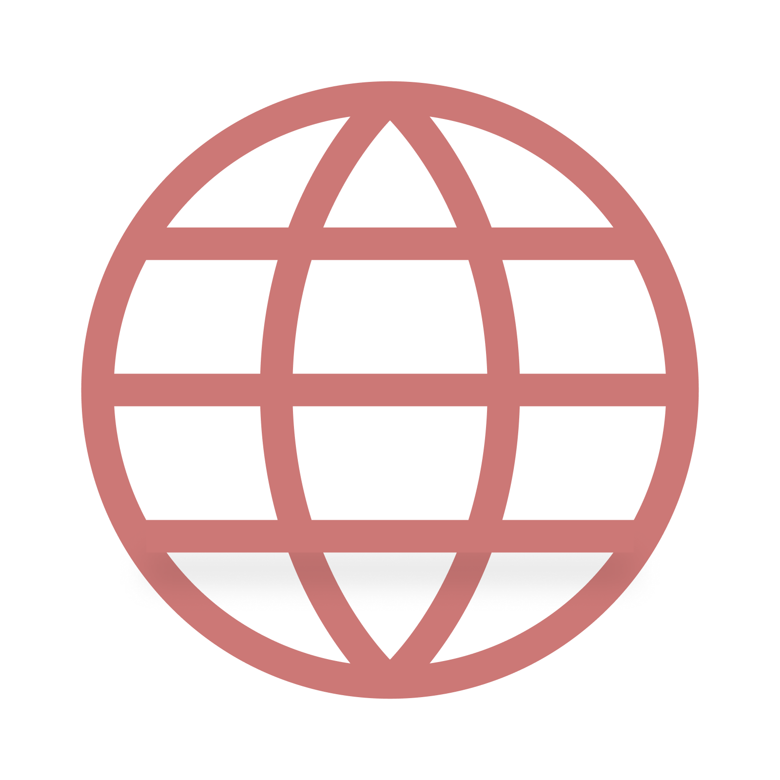 A red and pink globe with a stylized house inside, symbolizing global housing or real estate.