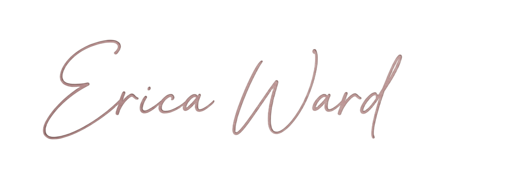 Stylized text with the name "Erica Ward" written in pinkish cursive font on a transparent background.